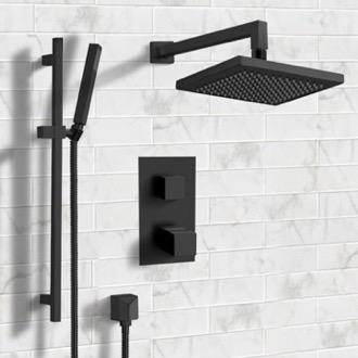 Shower Faucet Matte Black Thermostatic Shower System with 8
